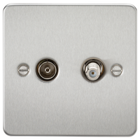 KnightsBridge Flat Plate TV and SAT TV Outlet (isolated) - Brushed Chrome