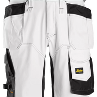 Snickers AllroundWork Stretch Loose Fit Work Shorts Holster Pockets - White/Black - 46