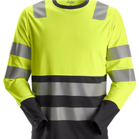 Snickers High-Vis Long Sleeve T-Shirt Class 2 - High Vis Yellow/Black - L