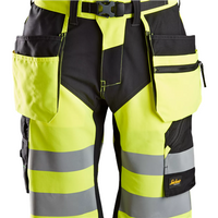 Snickers FlexiWork High-Vis Shorts+ Holster Pockets Class 1 - High Vis Yellow/Black - 64