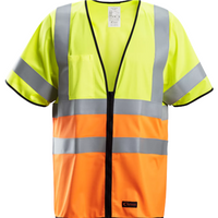 Snickers ProtecWork Vest, High-Vis Class 3/2 - High Vis Yellow/High Vis Orange - XXL
