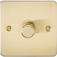 KnightsBridge 1G 2-way 10-200W (5-150W LED) Intelligent Flat Plate Dimmer - Brushed Brass