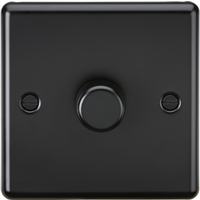 KnightsBridge 1G 2 way 10-200W (5-150W LED) Intelligent Raised Round Edge Dimmer - Matt Black