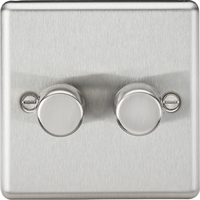 2 way 10 200W Intelligent Raised Round Edge Dimmer Brushed Chrome