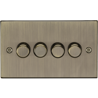 KnightsBridge 4G 2-way 10-200W (5-150W LED) Intelligent Raised Square Edge Dimmer - Antique Brass
