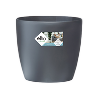 Elho Brussels 40cm Round Plastic Indoor Plant Pot with Wheels - Anthracite