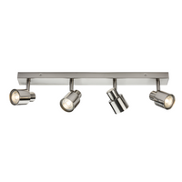 KnightsBridge 230V GU10 Quad Bar Spotlight, Brushed Chrome