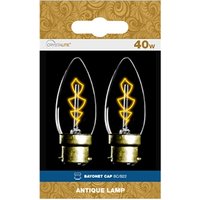 Crystalite 40w - Antique - C35 Candle - BC - Clear - Z Shape Filament, 2 Pack