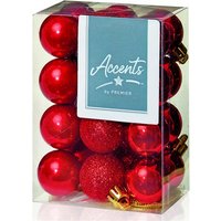 Premier Decorations 24 x 30mm Multi Finish Balls, Red