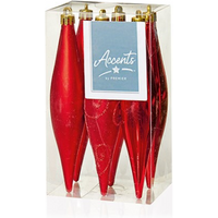 Premier Decorations 6 x 150mm Multi Finish Drops, Red