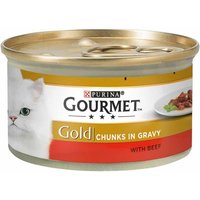 Gourmet Gold Chunks in Gravy Wet Cat Food, Beef 85g