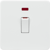 KnightsBridge Screwless 45A 1G DP Switch with Neon, Matt White
