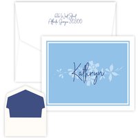 Blue Flowers Delicate Folding Note - Digital Print