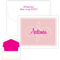 Pink Scroll Delicate Folding Note - Digital Print