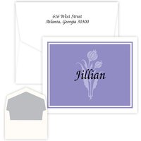 Purple Flowers Delicate Folding Note - Digital Print