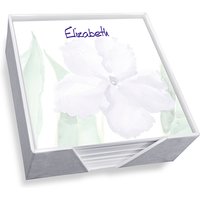 Watercolor Pansy Memo Square - White with holder