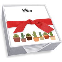 Cactus Family Memo Square - White with holder