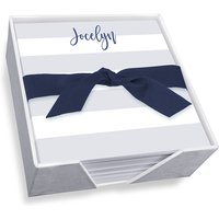 Banded Memo Square - White with holder