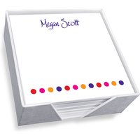 Polka Dots Memo Square - White with holder