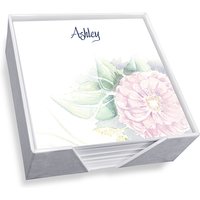 Watercolor Peony Memo Square - White with holder