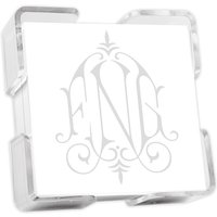 Henley Watercolor Monogram Petite Square - White with holder