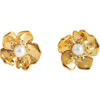 Ear Studs Gold Pleated With Pearl