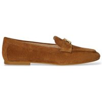Lauren Ralph Lauren para mulher. 802946809014 Mocassins Averi III de camurça castanha (37.5), Couro, Marrom, Plano, Nenhum, Casual, Clássico