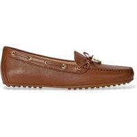 Lauren Ralph Lauren para mulher. 802967751002 Mocassins Wylie em pele de napa castanha (39), Couro, Marrom, Plano, Nenhum, Casual, Clássico