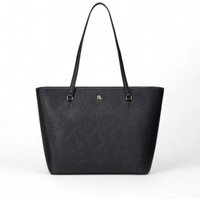 Lauren Ralph Lauren para mulher. 431924351001 Bolsa tote Karly média de couro cruzado preto (OSFA), Casual, Clássico, Pele