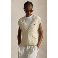 Polo Ralph Lauren para mulher. 211949994002 Colete de malha de lã e caxemira bege (XXL), Casual, Sem mangas / correias