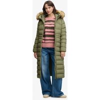 Superdry para mulher. W5012183A Casaco com capuz Hooded Faux Fur Fuji Longline verde (S), Casual, Poliéster