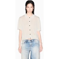 A|X Armani Exchange para mulher. XW001911AF21575U6275 Cardigã Curto bege (M), Casual, Viscoso, Manga curta