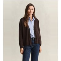 Gant para mulher. 4802170 Cardigã Superfine Lambswool marrom (M), Lã, Clássico