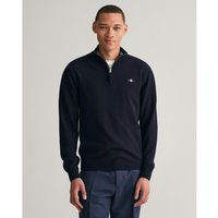 Gant para homem. 87213 Camisola de lã de ovelha muito fina com meio fecho de correr azul-marinho (M), Casual, Clássico