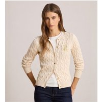 Lauren Ralph Lauren para mulher. 200932225001 Casaco de malha de algodão bege entrançado (L), Casual