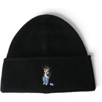 Polo Ralph Lauren para mulher. 455P23854001 Gorro Bear preto (OSFA), Casual, Lã