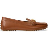 Lauren Ralph Lauren para mulher. 802P09040002 Mocassins em pele castanha Barnsbury (39.5), Couro, Marrom, Plano, Nenhum, Casual, Clássico