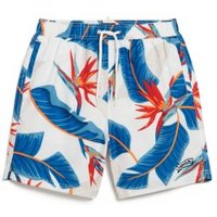 Superdry para homem. M3010232A Fato de banho com estampado havaiano reciclado branco (L), Beachwear, Polister Reciclado, Sustentável
