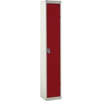 1 Compartment 1 Door Steel Locker - 1800 x 380 x 380mm - Light Grey Carcass & Red Door