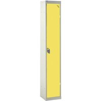 1 Compartment 1 Door Steel Locker - 1800 x 380 x 380mm - Light Grey Carcass & Yellow Door