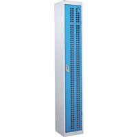1-Door Perforated Door Locker - 1800 x 300 x 300mm - Light Blue