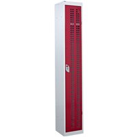 1-Door Perforated Door Locker - 1800 x 300 x 300mm - Red