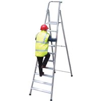 Heavy-Duty 10-Tread Aluminium Step Ladder - 2380mm Platform Height - EN131 Compliant & GS Approved