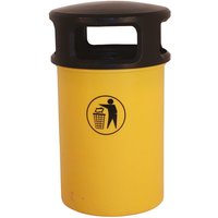 90L Yellow Hooded Plastic Litter Bin - Polyethylene with galvanised liner - indoor & outdoor use