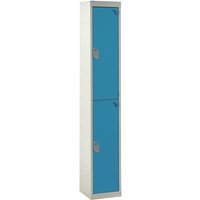2 Compartment 2 Door Steel Locker - 1800 x 300 x 300mm (H x W x D) - Light Blue
