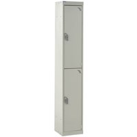 2 Compartment 2 Door Steel Locker - 1800 x 300 x 300mm (H x W x D) - Light Grey