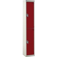 2 Compartment 2 Door Steel Locker - 1800 x 300 x 300mm (H x W x D) - Ruby Red