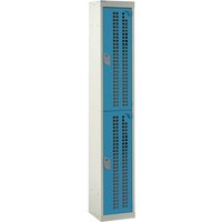 2 Door Perforated Door Locker - 1800 x 300 x 300mm - Light Blue