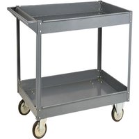 Steel tray service trolley with 2 shelves