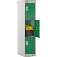 Three-Quarter Height 3 Door Locker - 1382 x 300 x 450mm (H x W x D) - Green